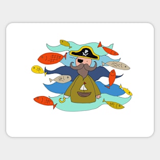 Pete the part-time pirate - fish Sticker